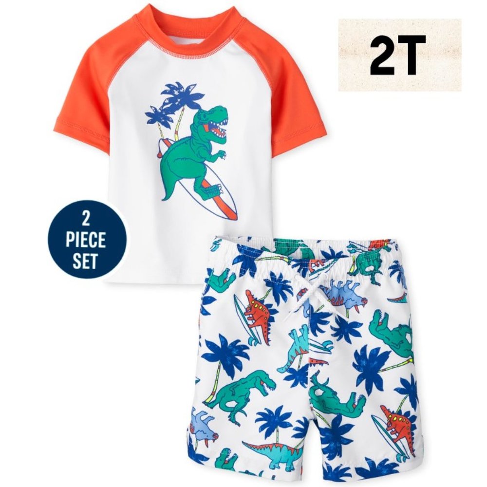 The Children's Place Toddler Boys Dino Swim Set 2T